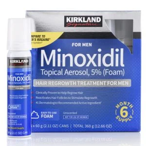 Kirkland Hair Regrowth Treatment Extra Strength For Men 5% Minoxidil Foam Topical Solution 2.11 Fl Z – 6 Months